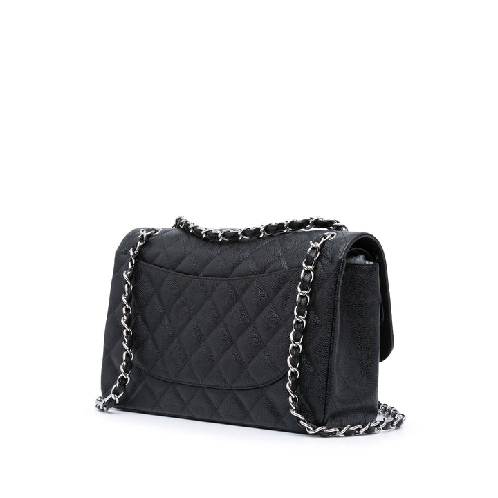 Jumbo Classic Caviar Double Flap Black - Gaby Paris