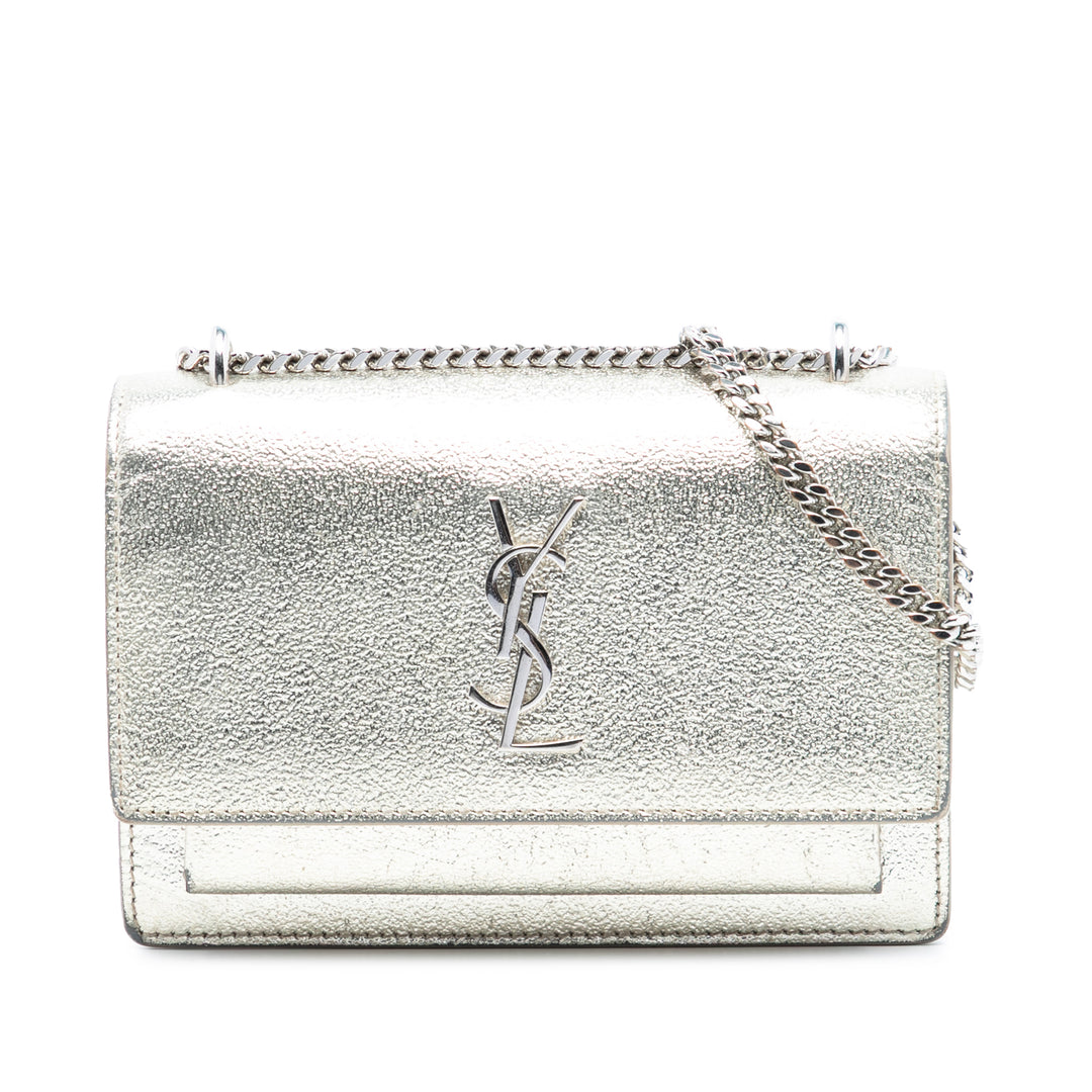 Saint Laurent Mini Metallic Cuir de veau Monogram Sunset Wallet on Chain
