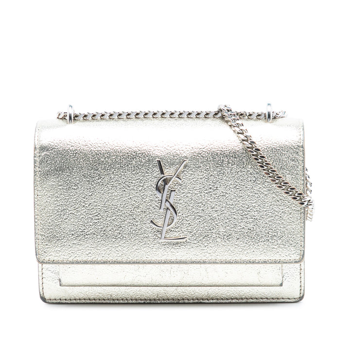 Saint Laurent Mini Metallic Cuir de veau Monogram Sunset Wallet on Chain