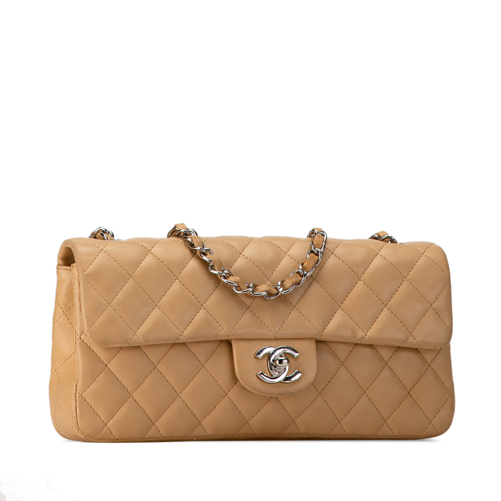 CC Lambskin East West Single Flap Brown - Gaby Paris