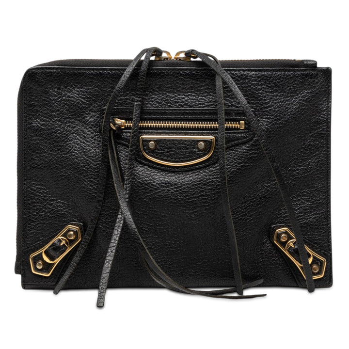Motocross Classic Métallisé Edge Pochette Cuir de chèvre Noir
