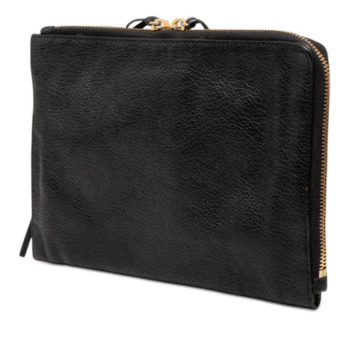 Motocross Classic Métallisé Edge Pochette Cuir de chèvre Noir