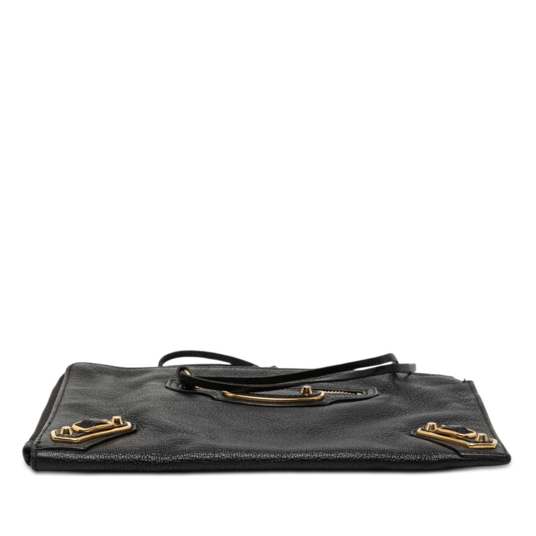 Motocross Classic Métallisé Edge Pochette Cuir de chèvre Noir