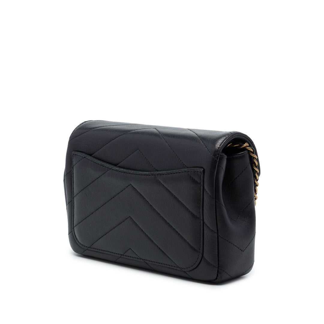 Chanel Sac bandoulière Chevron Coco Enveloppe à rabat Mini Cuir de veau Noir – vue 2 – GABY PARIS