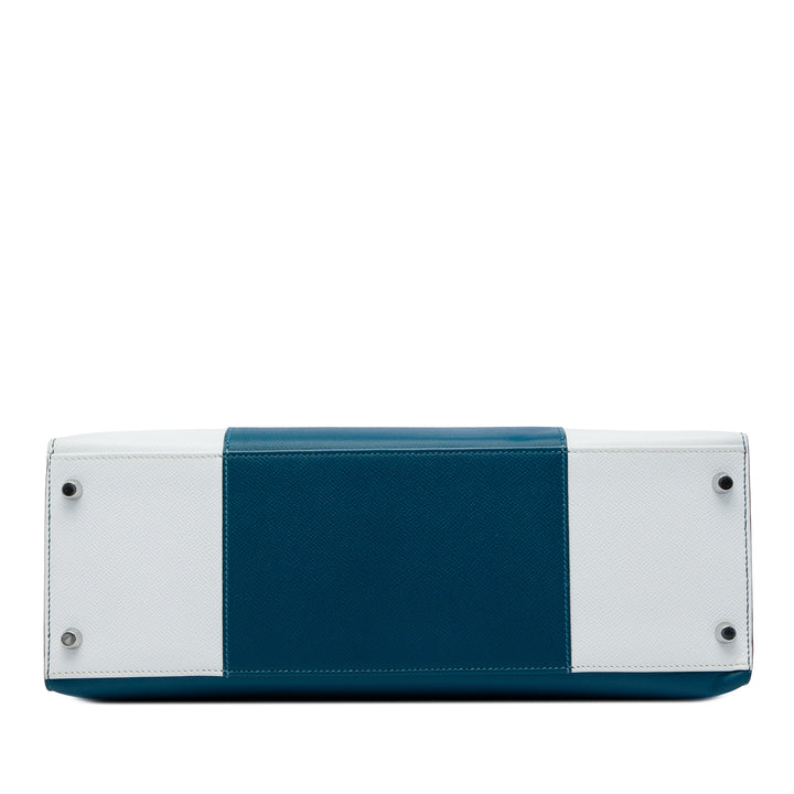 Hermès Sac à main Bicolore Kelly Flag Sellier 35 Epsom Bleu – vue 3 – GABY PARIS