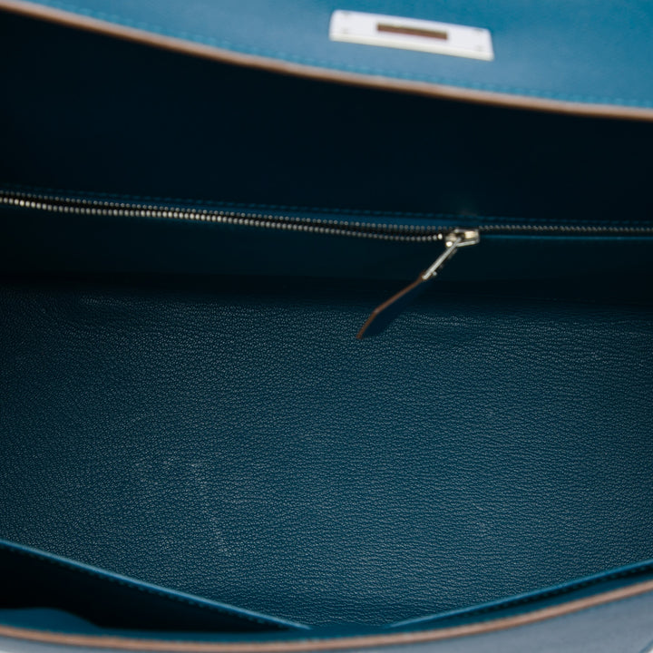 Hermès Sac à main Bicolore Kelly Flag Sellier 35 Epsom Bleu – vue 4 – GABY PARIS
