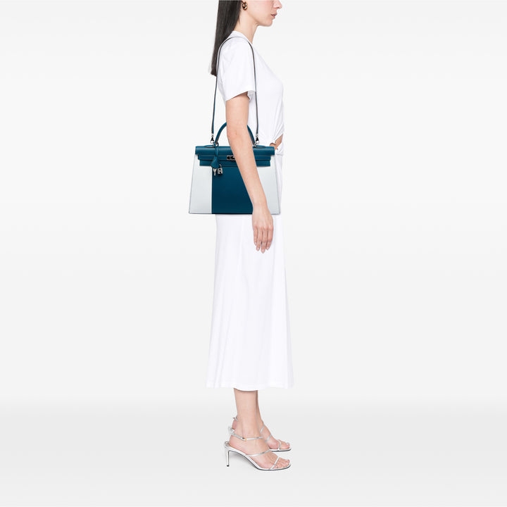 Hermès Sac à main Bicolore Kelly Flag Sellier 35 Epsom Bleu – vue 5 – GABY PARIS