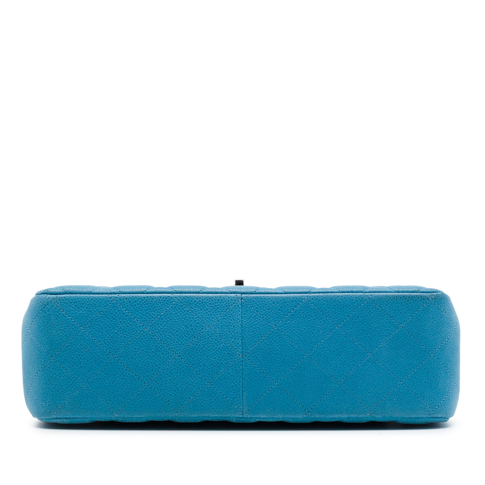 Chanel Classic Double rabat Jumbo Cuir caviar Bleu – vue 2 – GABY PARIS