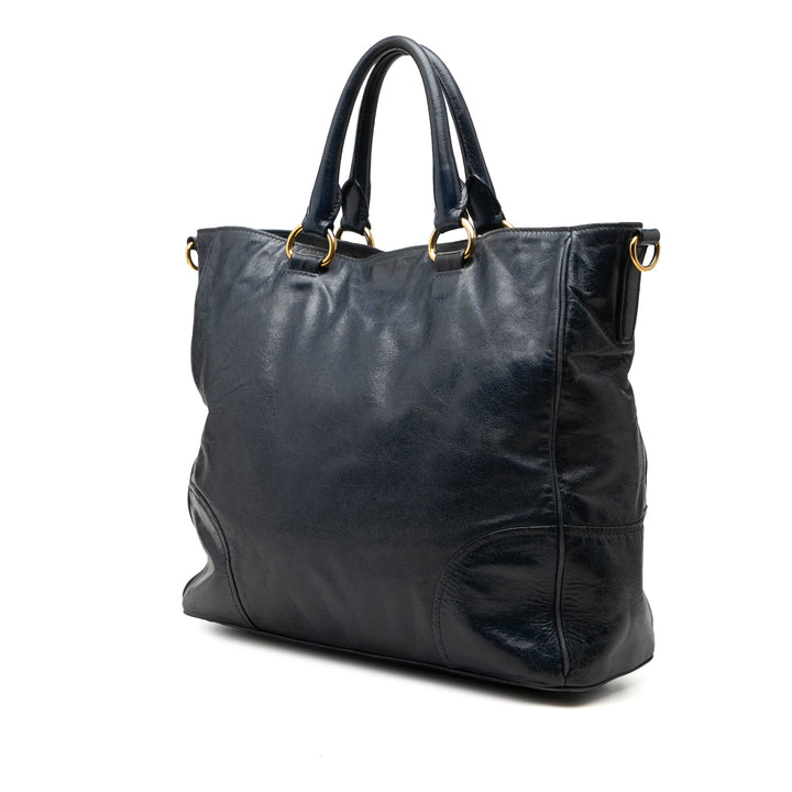 Vitello Shine Open Cabas Bleu