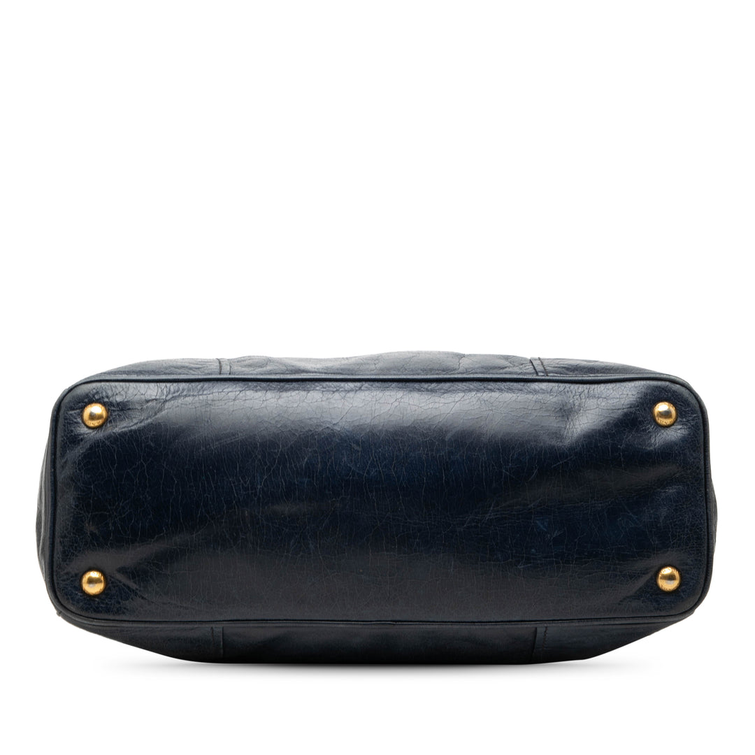 Vitello Shine Open Cabas Bleu