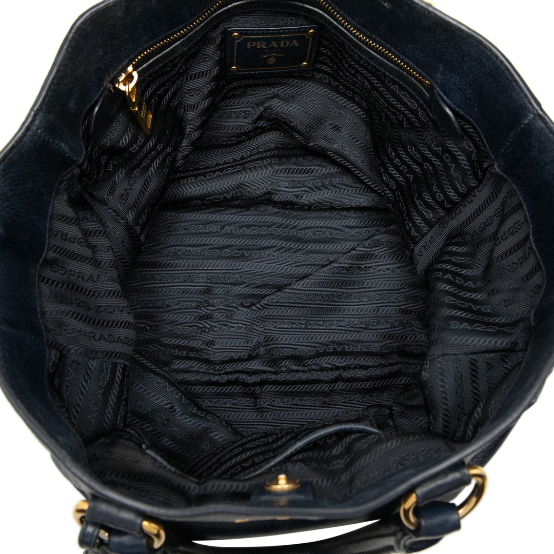 Vitello Shine Open Cabas Bleu
