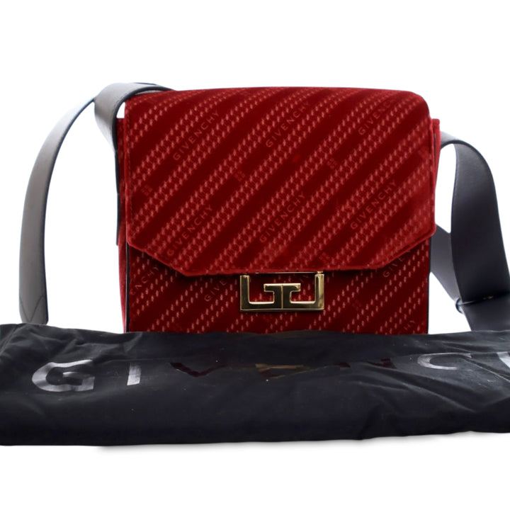 Givenchy Mini Velours Diagonal Eden Flap Rouge