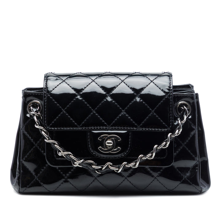 Chanel Small CC Matelassé Cuir verni Accordion Double rabat