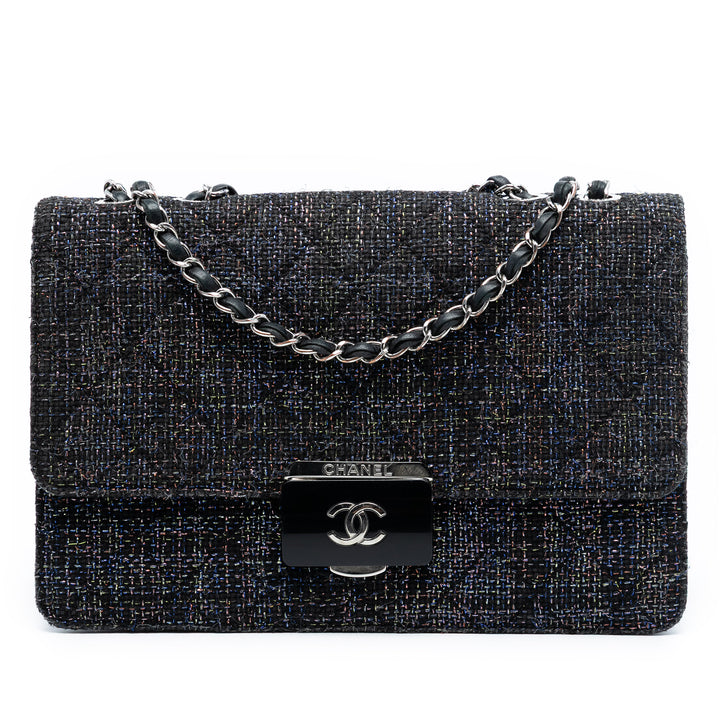 Chanel Large Matelassé Tweed Beauty Lock à rabat