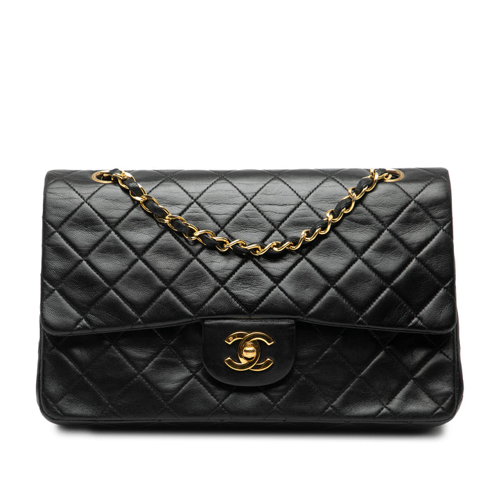 Chanel Medium Classic Cuir d’agneau Double rabat Noir