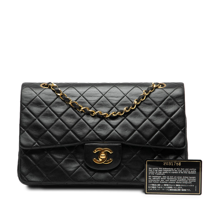 Chanel Medium Classic Cuir d’agneau Double rabat Noir