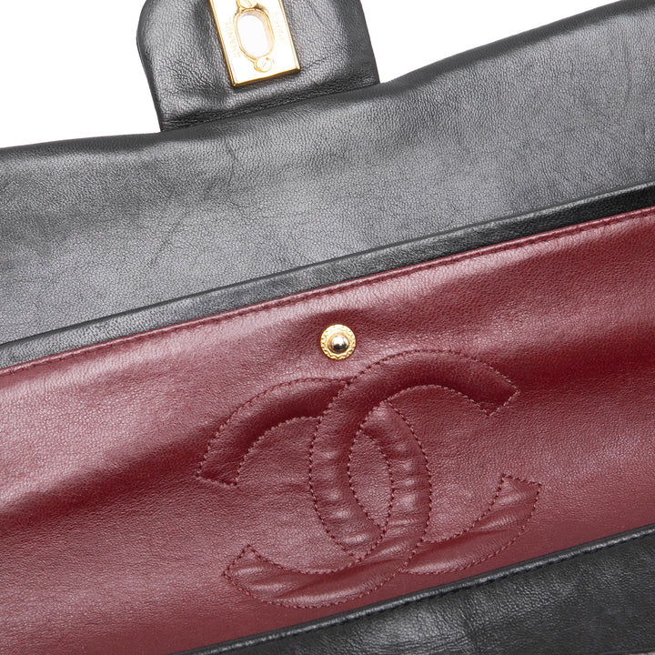 Chanel Medium Classic Cuir d’agneau Double rabat Noir