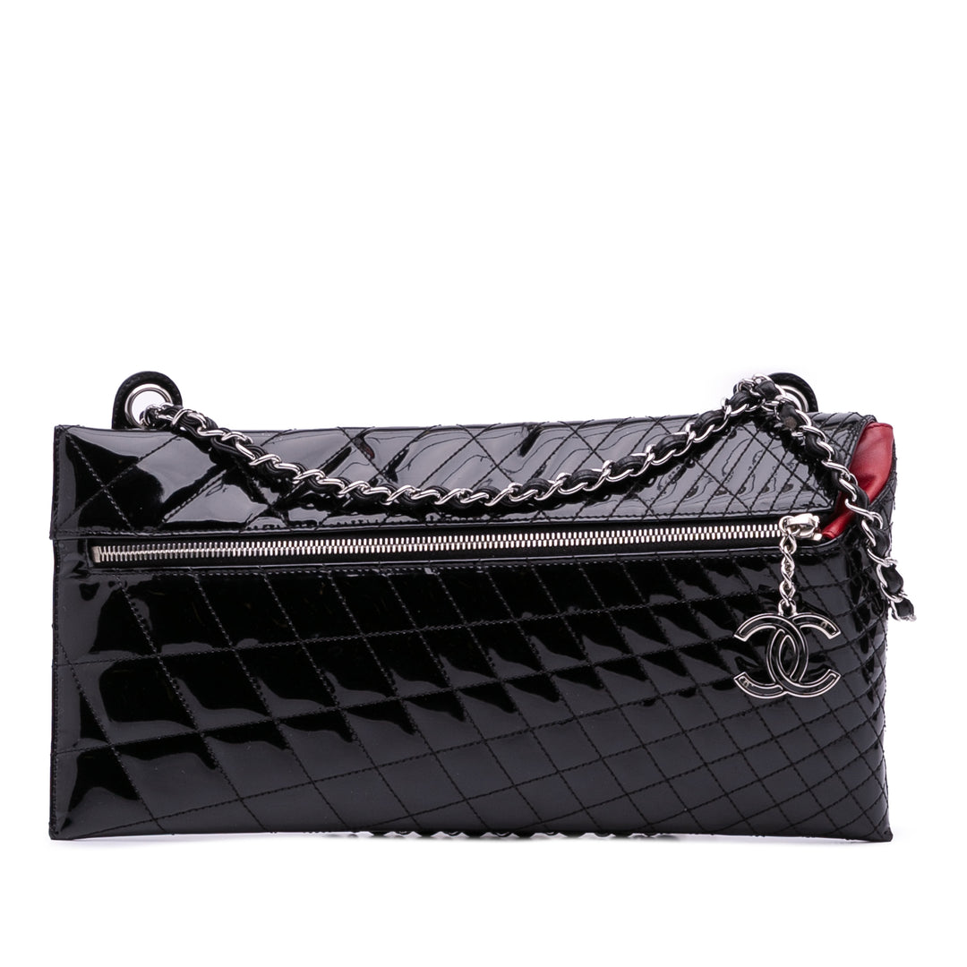 Quilted Patent Geometric Kaleidoscope Shoulder Bag Black - Gaby Paris