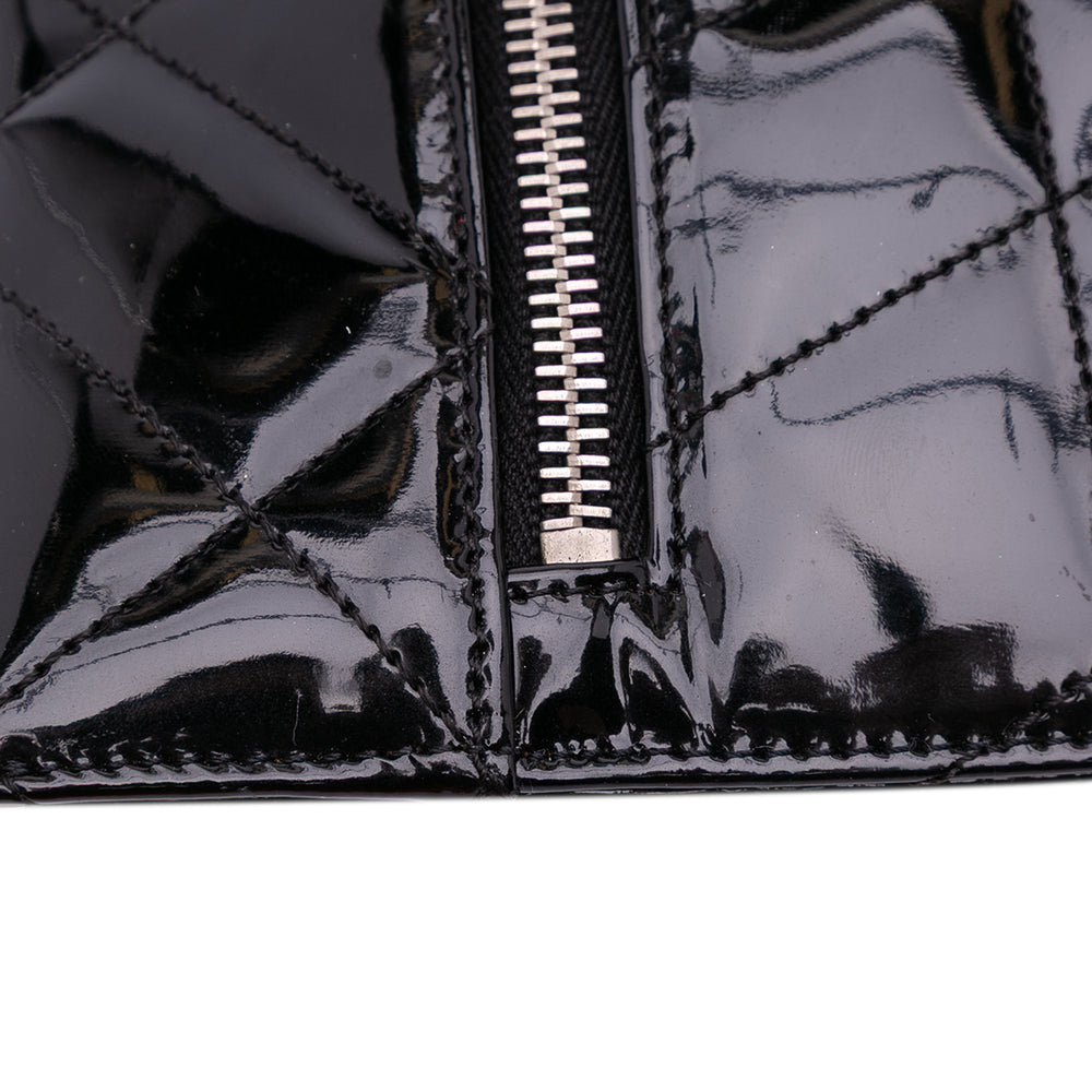 Quilted Patent Geometric Kaleidoscope Shoulder Bag Black - Gaby Paris