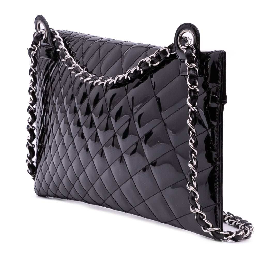 Quilted Patent Geometric Kaleidoscope Shoulder Bag Black - Gaby Paris