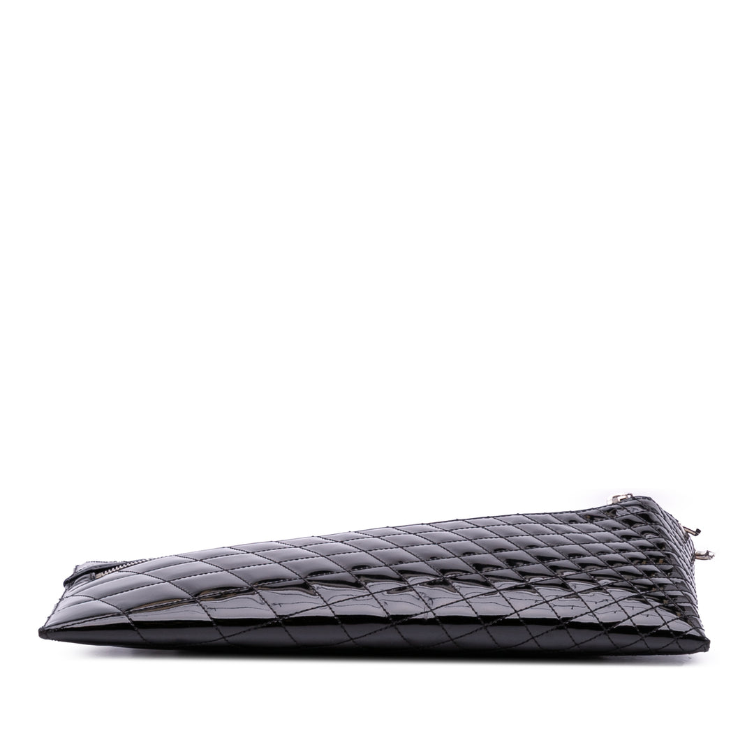 Quilted Patent Geometric Kaleidoscope Shoulder Bag Black - Gaby Paris