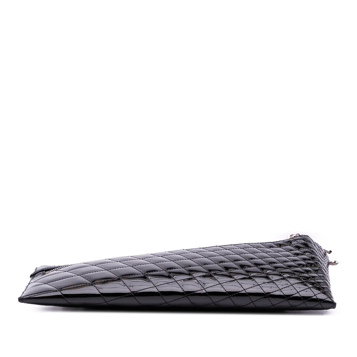 Quilted Patent Geometric Kaleidoscope Shoulder Bag Black - Gaby Paris
