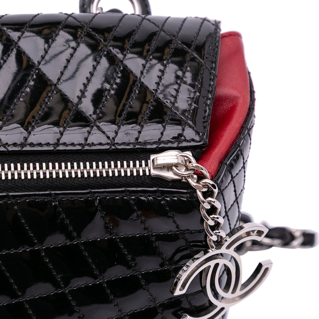 Quilted Patent Geometric Kaleidoscope Shoulder Bag Black - Gaby Paris