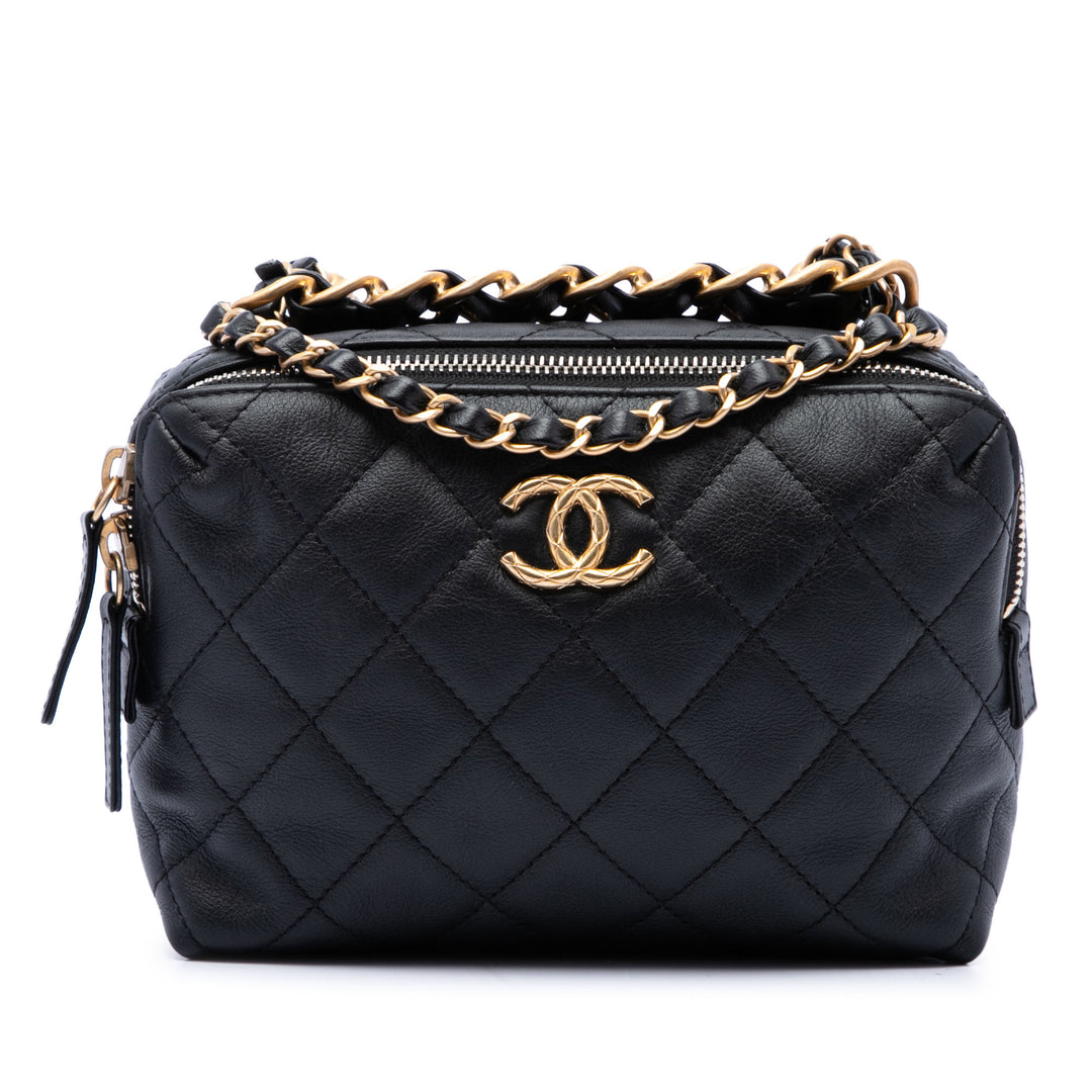 CC Matelassé Sac bowling Mini Cuir d'agneau Noir