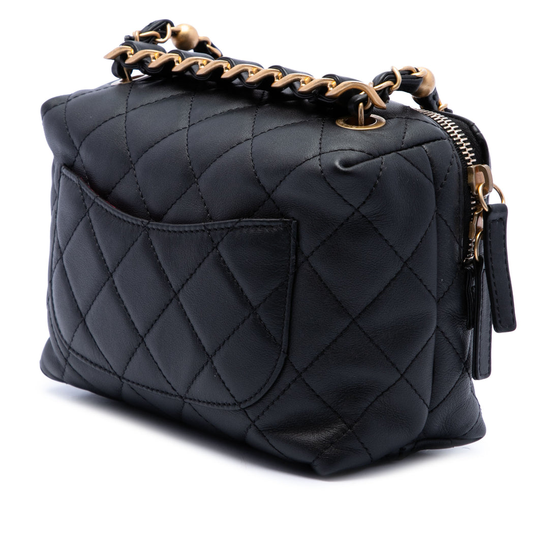 CC Matelassé Sac bowling Mini Cuir d'agneau Noir