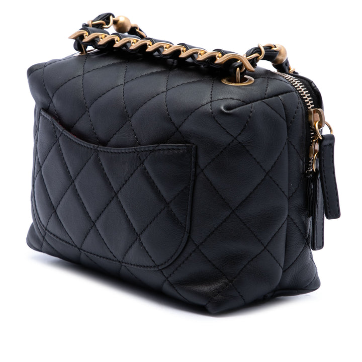 CC Matelassé Sac bowling Mini Cuir d'agneau Noir