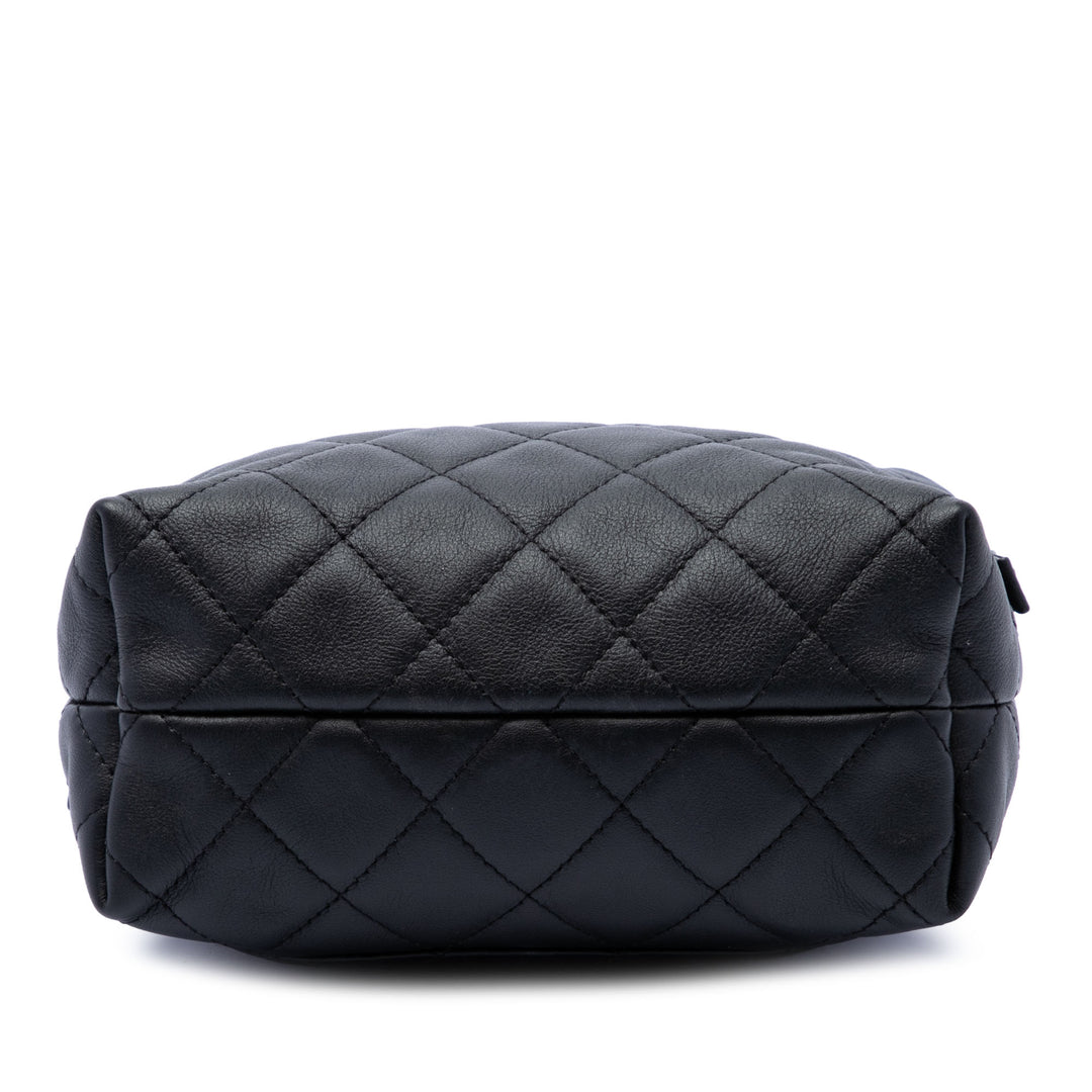 CC Matelassé Sac bowling Mini Cuir d'agneau Noir