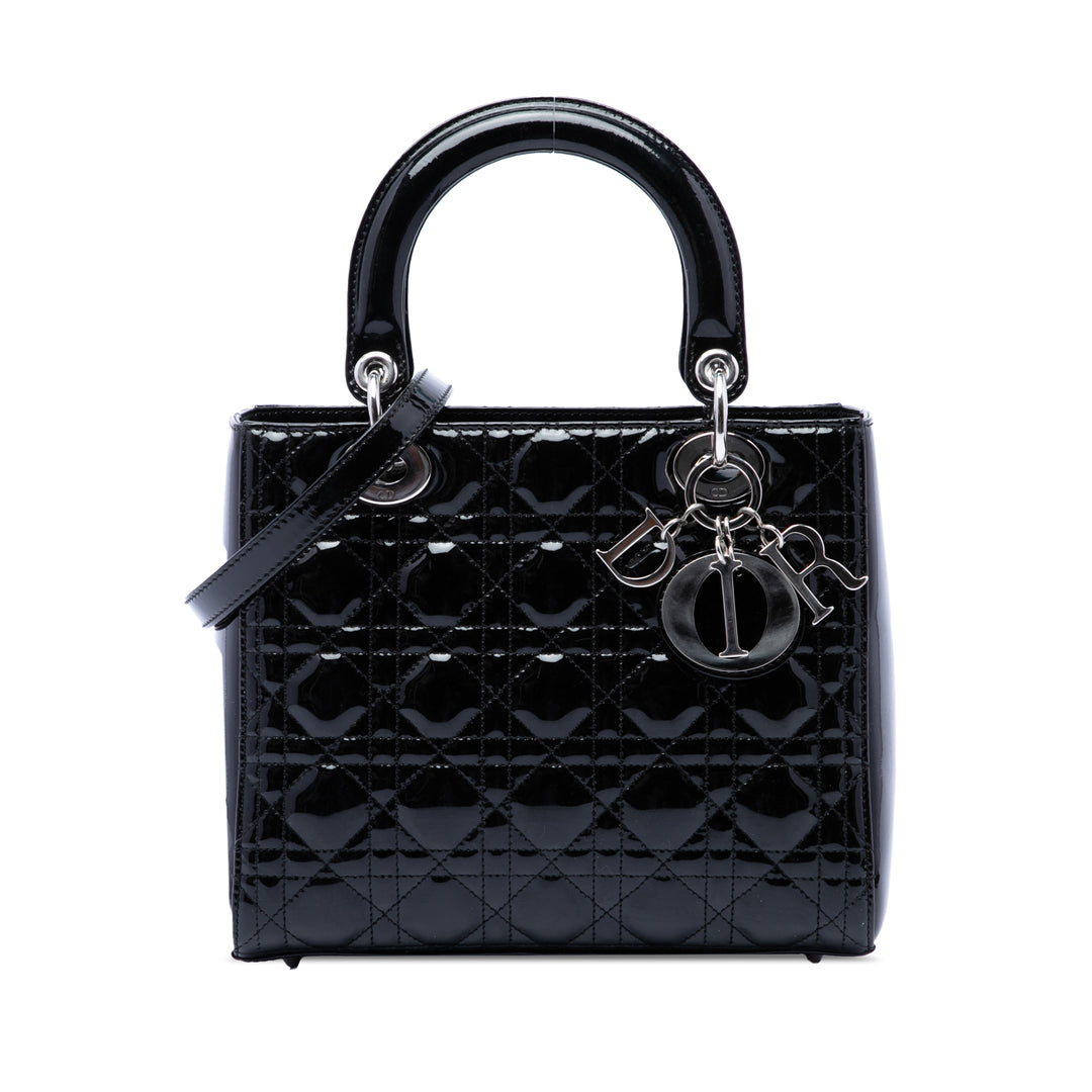 Dior Medium Cuir verni Cannage Lady Dior