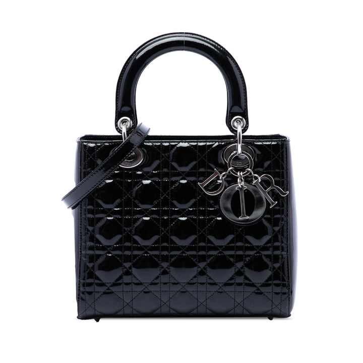 Dior Medium Cuir verni Cannage Lady Dior