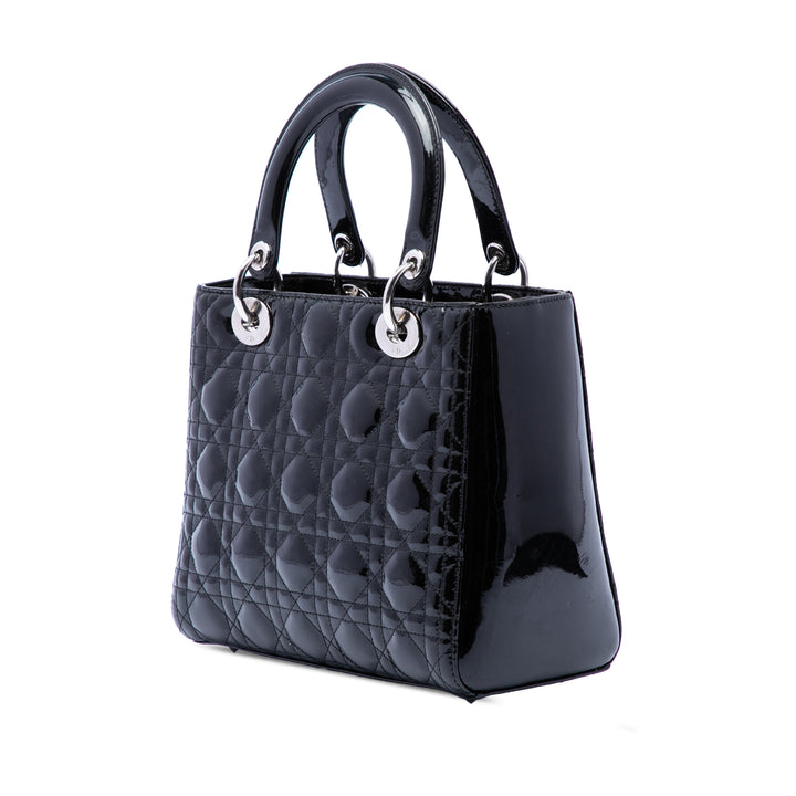 Dior Medium Cuir verni Cannage Lady Dior