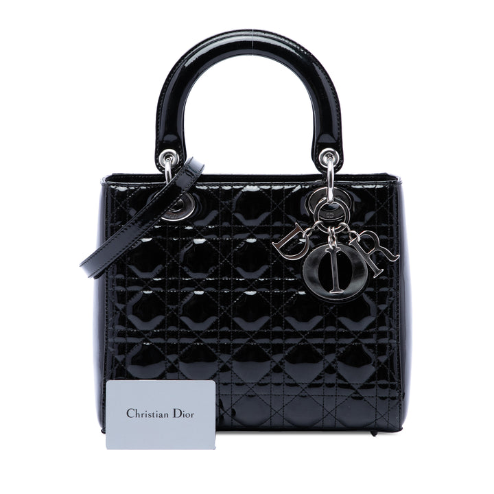 Dior Medium Cuir verni Cannage Lady Dior