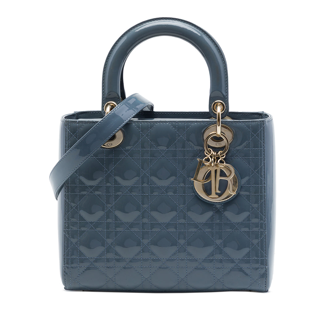 Dior Lady Dior Cannage Moyen Bleu – vue principale – GABY PARIS