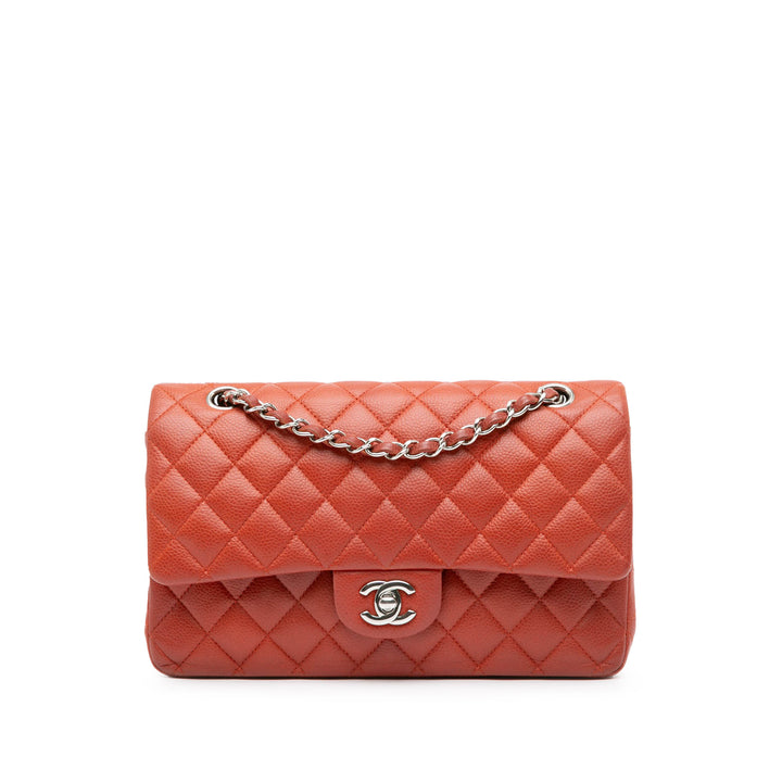 Medium Classic Caviar Double Flap Orange - Gaby Paris