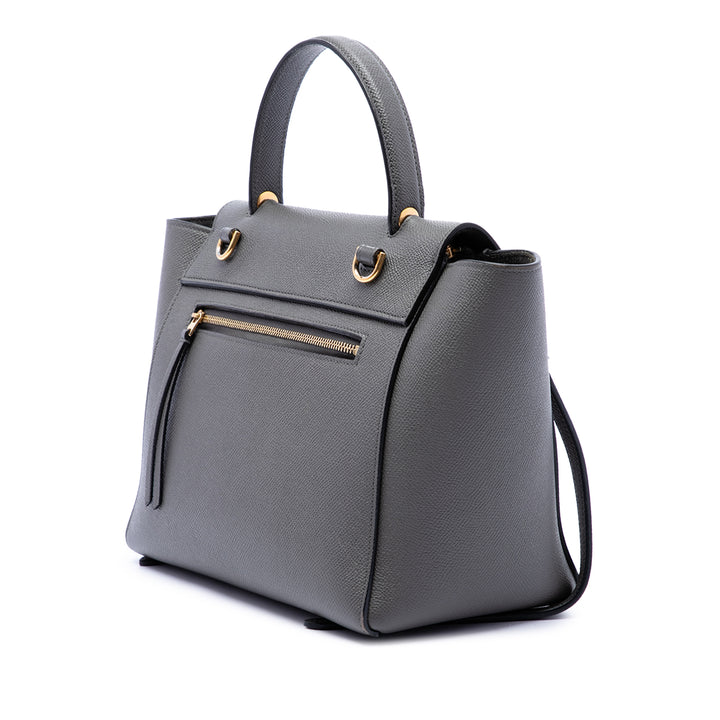 Celine grainé Sac ceinture Micro Cuir de veau grainé Gris – vue 2 – GABY PARIS