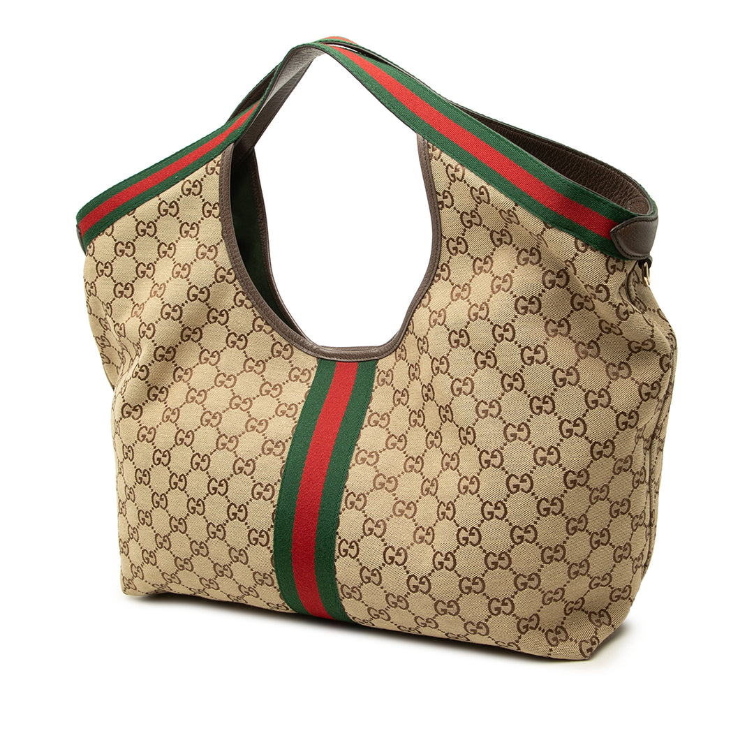 Gucci Cabas GG Web Giglio Grand Beige – vue 2 – GABY PARIS