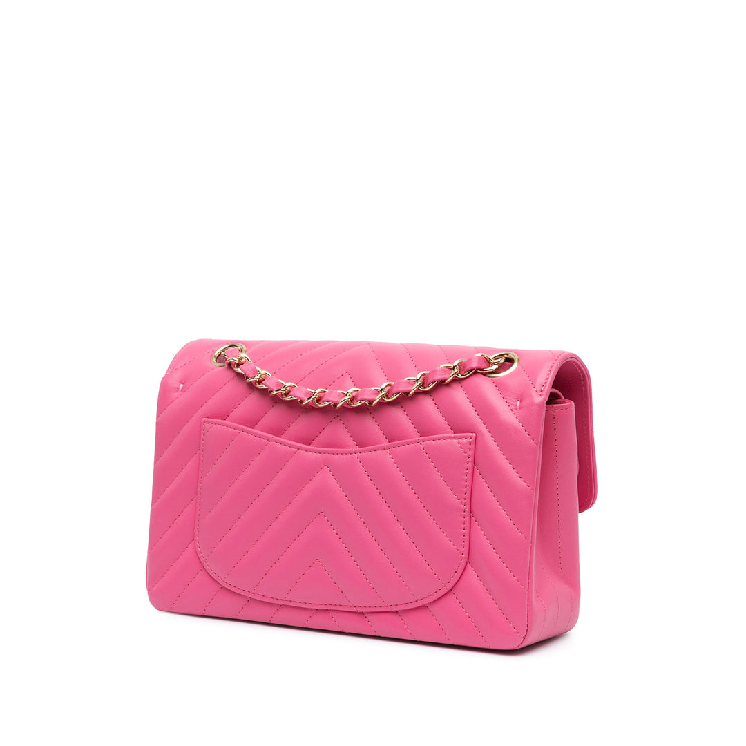 Chanel Small Classic Chevron Cuir d’agneau Double rabat