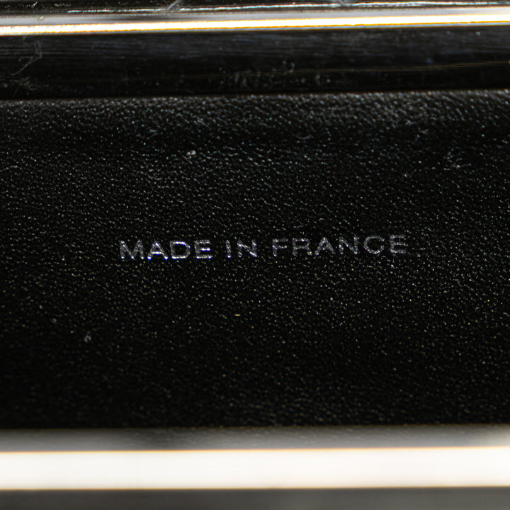 Chanel Quilted Cuir verni Cuir Boîte Sac à main Noir
