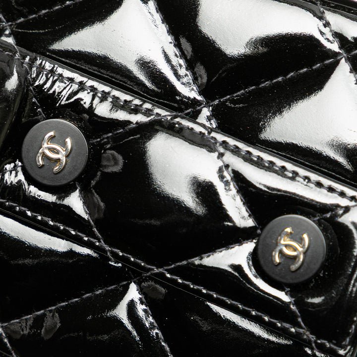 Chanel Quilted Cuir verni Cuir Boîte Sac à main Noir