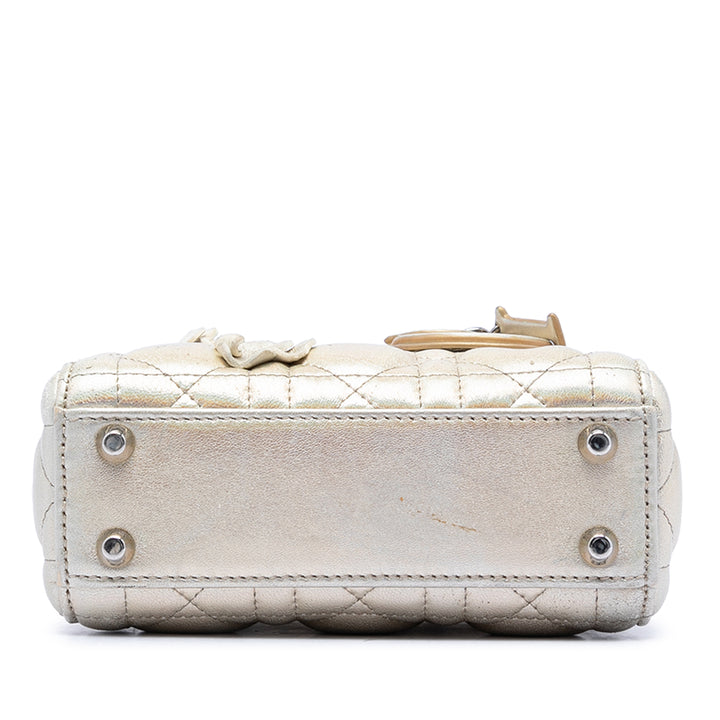 Dior Micro Metallic froissé Cuir de veau Lucky Dior Cannage Lady Dior