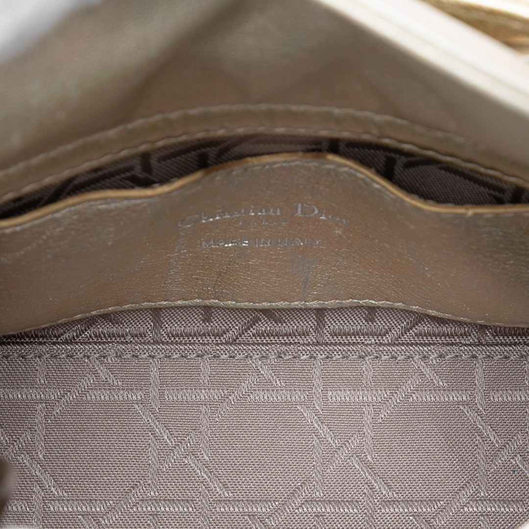 Dior Micro Metallic froissé Cuir de veau Lucky Dior Cannage Lady Dior