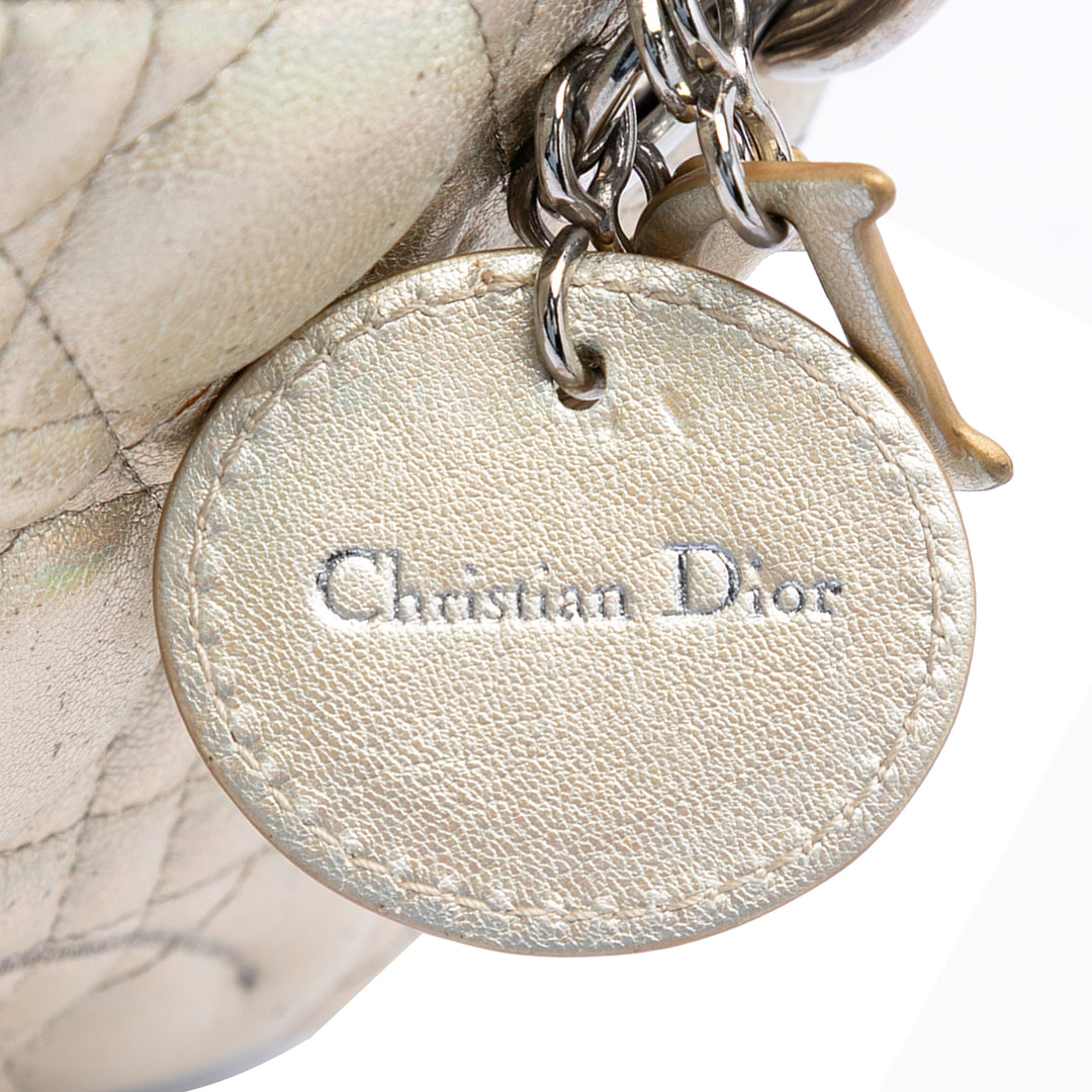 Dior Micro Metallic froissé Cuir de veau Lucky Dior Cannage Lady Dior