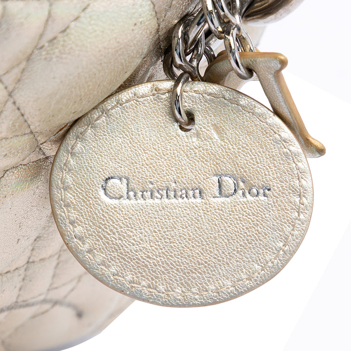Dior Micro Metallic froissé Cuir de veau Lucky Dior Cannage Lady Dior