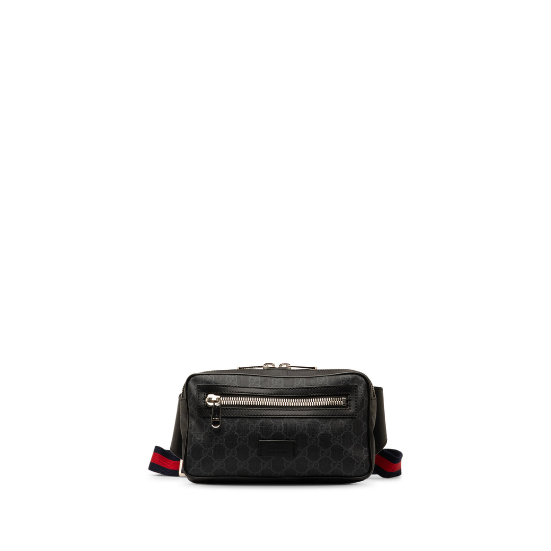 GG Supreme Web Belt Bag Black - Gaby Paris