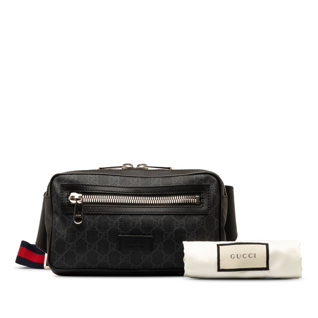 GG Supreme Web Belt Bag Black - Gaby Paris