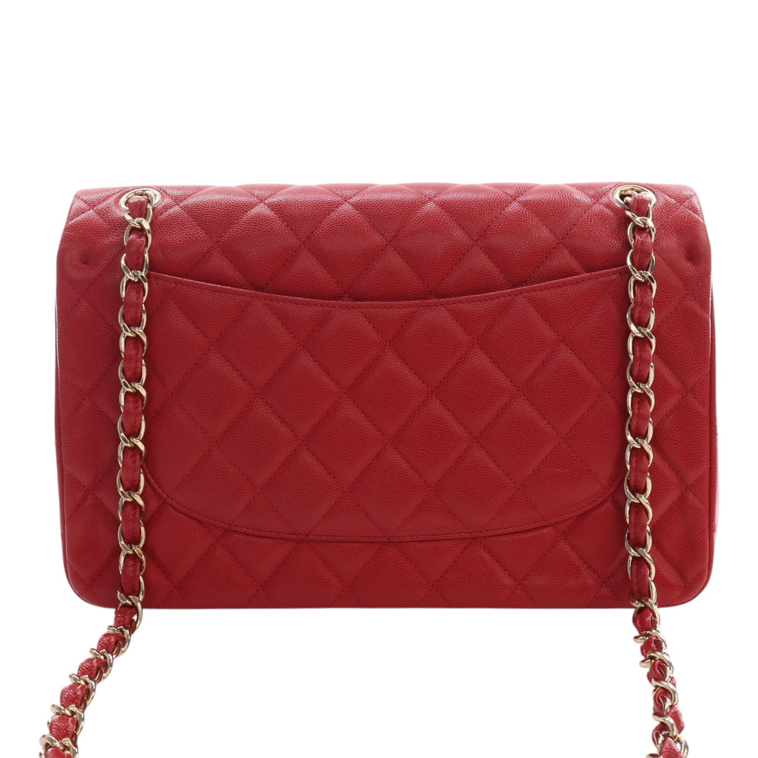 Classic Double rabat Jumbo Cuir caviar Rouge