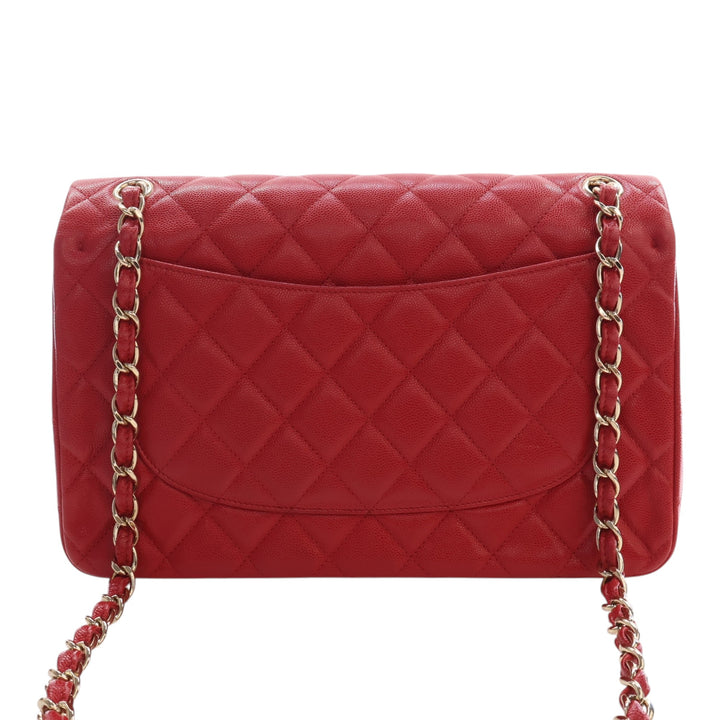 Classic Double rabat Jumbo Cuir caviar Rouge